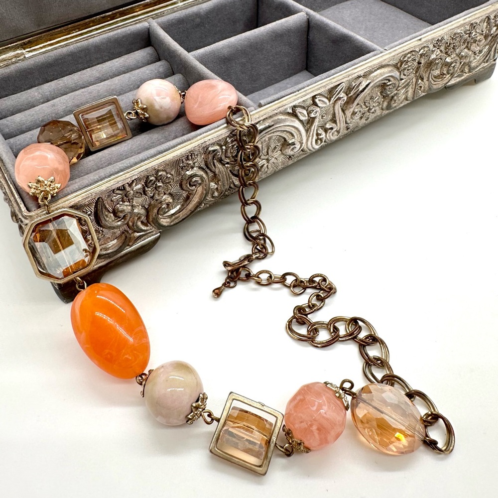 Vintage faceted glass statement necklace